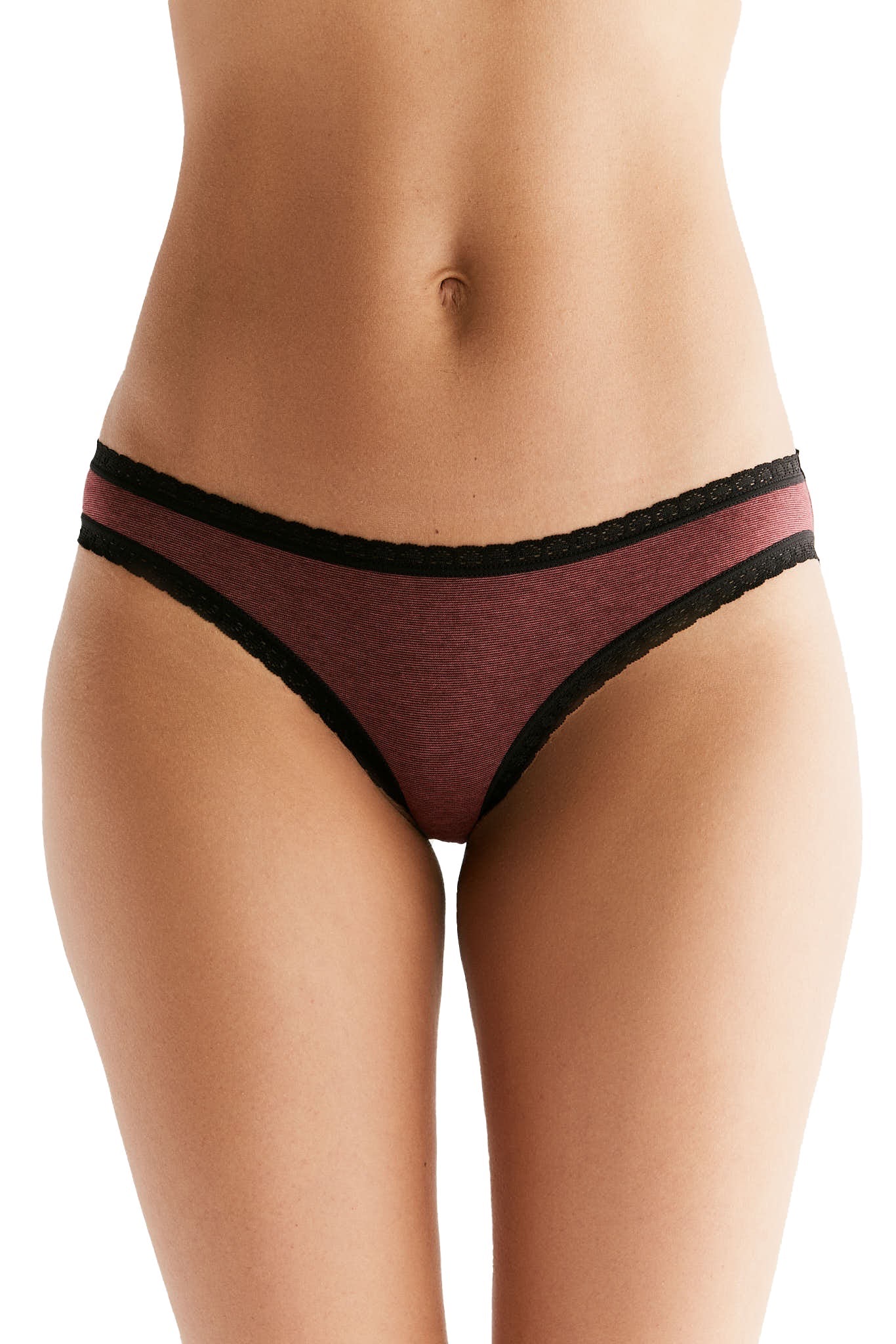 Albero Natur womens vegan Multipack 6x Briefs With Lace Coffee/Rust Red